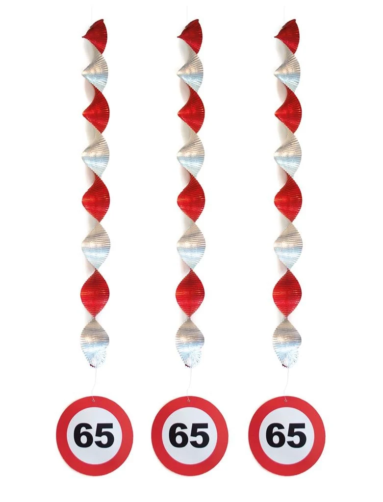 Hangdecoratie 65 jaar versiering verkeersbord