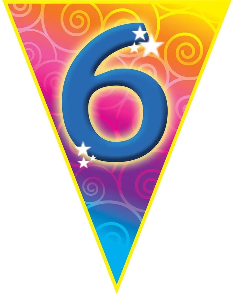 Gekleurde vlaggenlijn 6 jaar