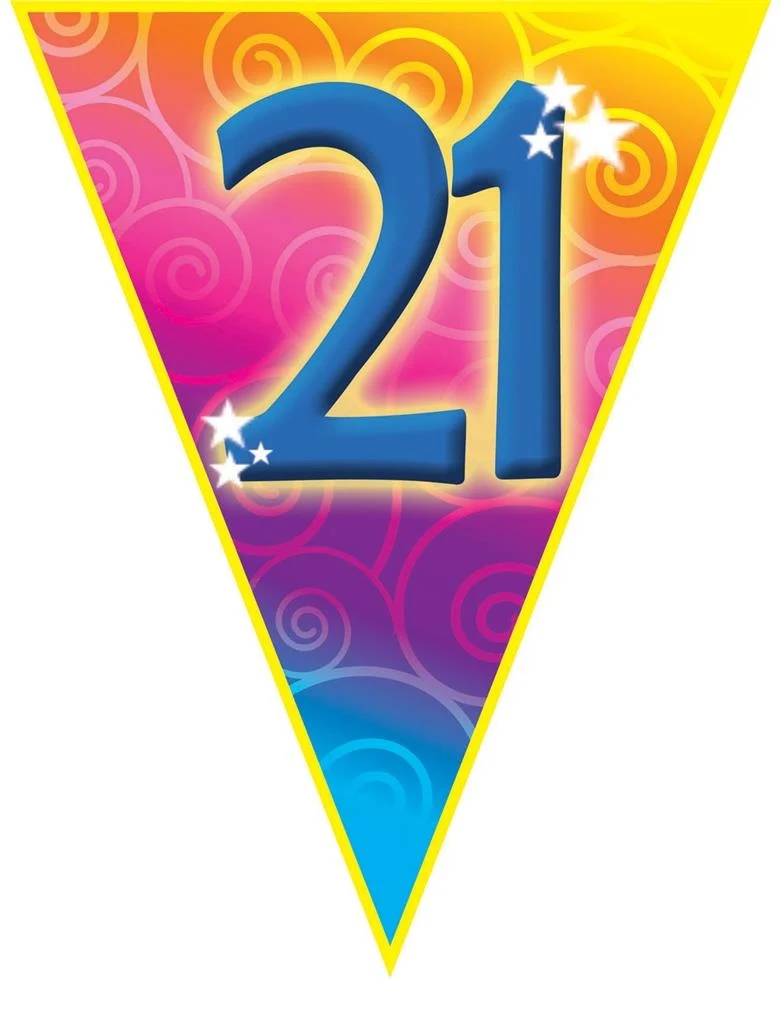 Gekleurde vlaggenlijn 21 jaar 5mtr.