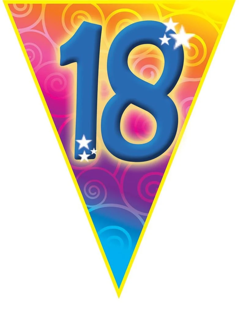 Gekleurde vlaggenlijn 18 jaar 5mtr.