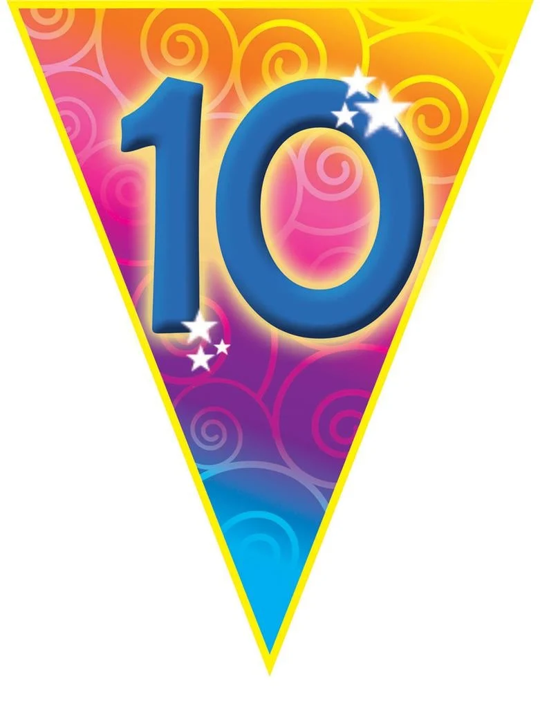 Gekleurde vlaggenlijn 10 jaar 5mtr.