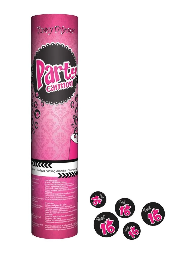 Confetti shooter Sweet 16 feestje