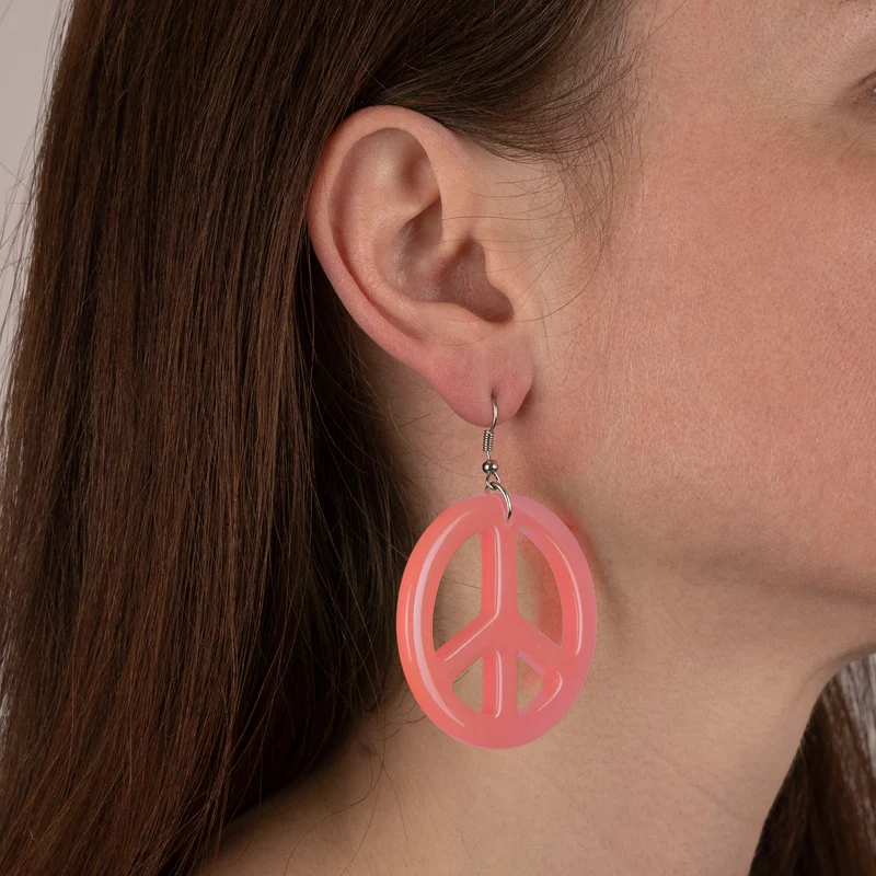 Roze hippie oorbellen