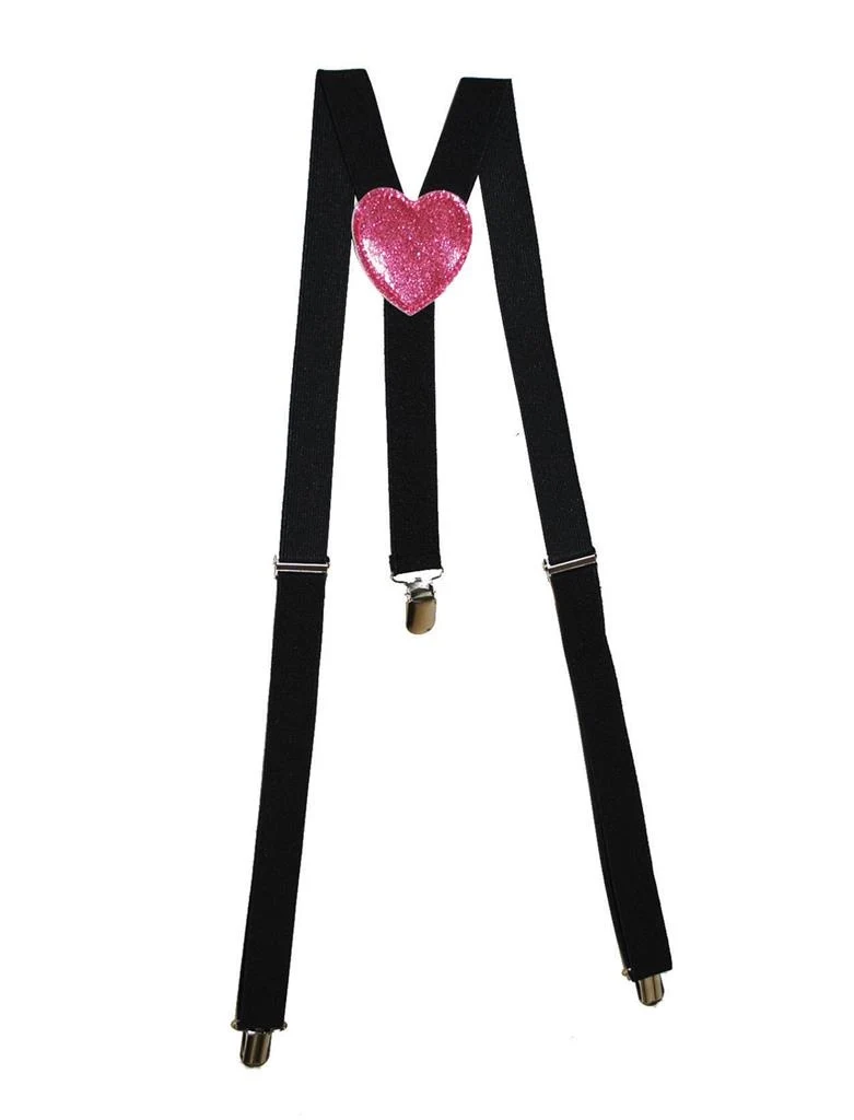 Zwarte Tiroler bretel met roze hartje