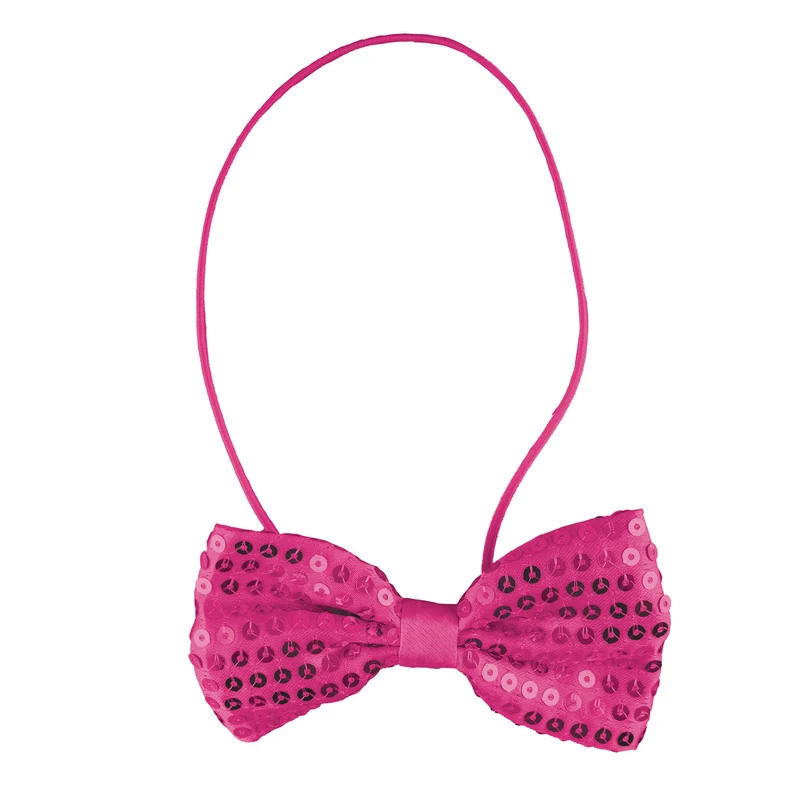 Roze/Fuchsia glitter vlinderdas met pailletten