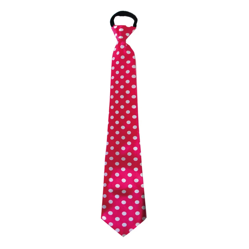 Roze disco stropdas met witte stippen