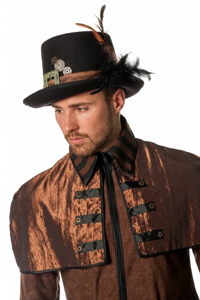 Steampunk hoed met veren
