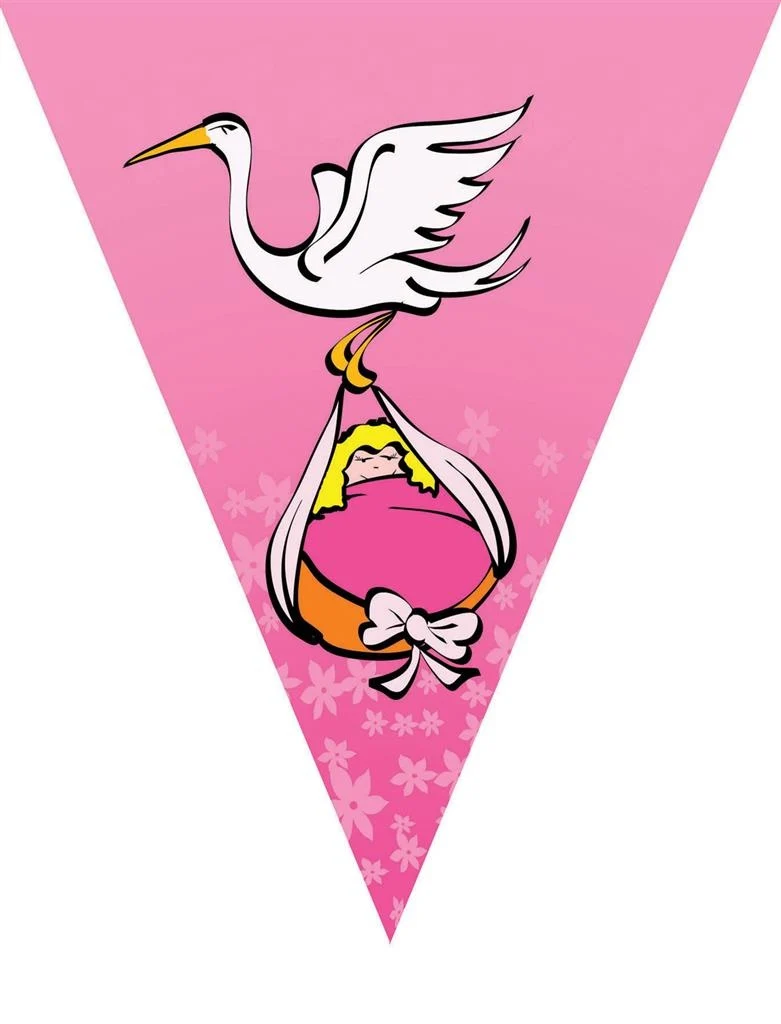 Roze vlaggenlijn slinger meisje 5mtr.