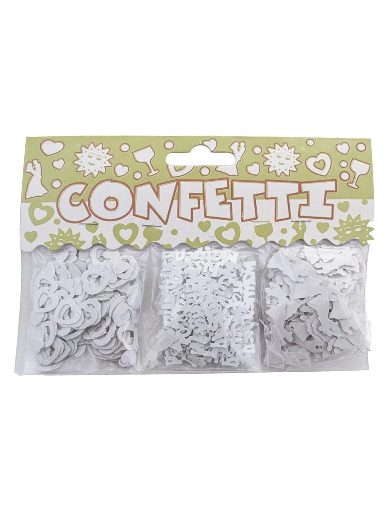 Witte confetti tafel decoratie Just Married