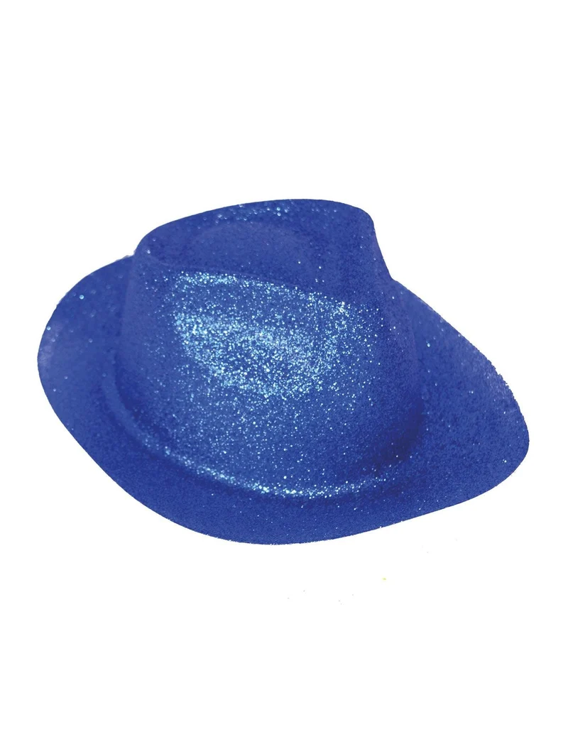 Blauwe gleufhoed met glitters
