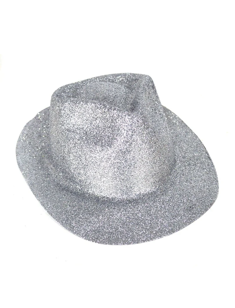 Zilveren gleufhoed met glitters