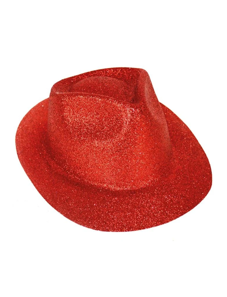 Rode gleufhoed met glitters