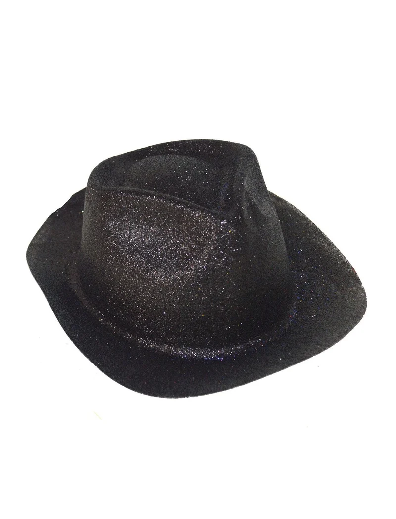 Zwarte gleufhoed met glitters