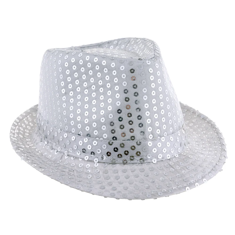 Zilveren glitterhoed met pailletten