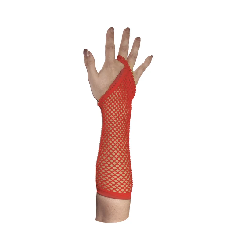 Rode vingerloze net handschoenen rond model