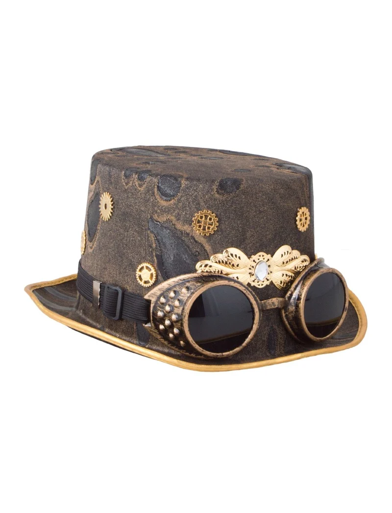 Steampunk hoed met grappige bril