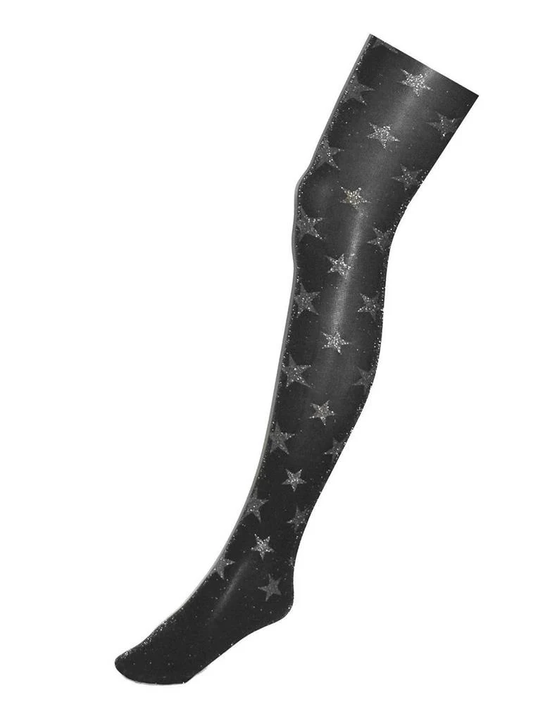 Zwarte panty met zilveren glitter sterren
