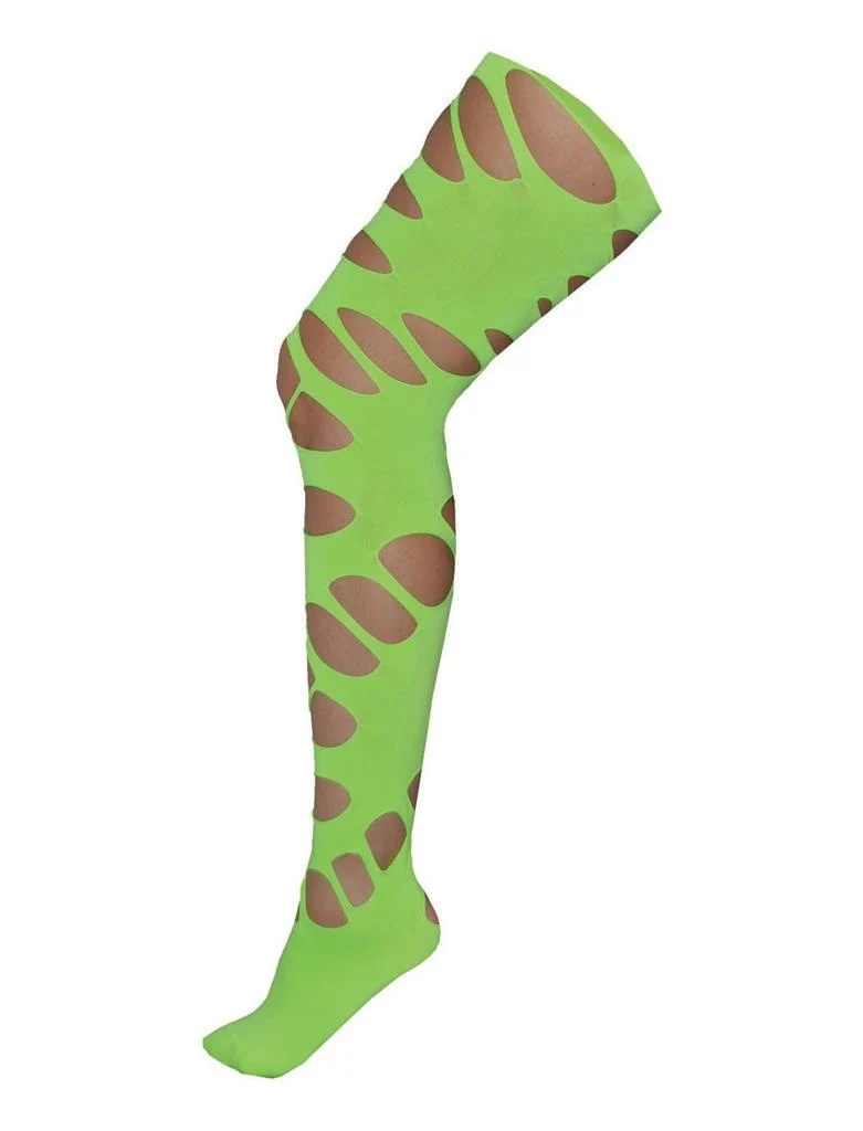 Groene neon disco panty met grote gaten