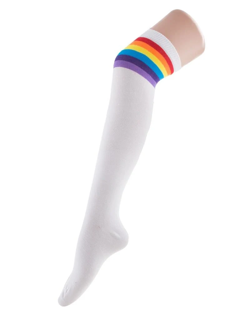 Kniekousen wit met regenboog print