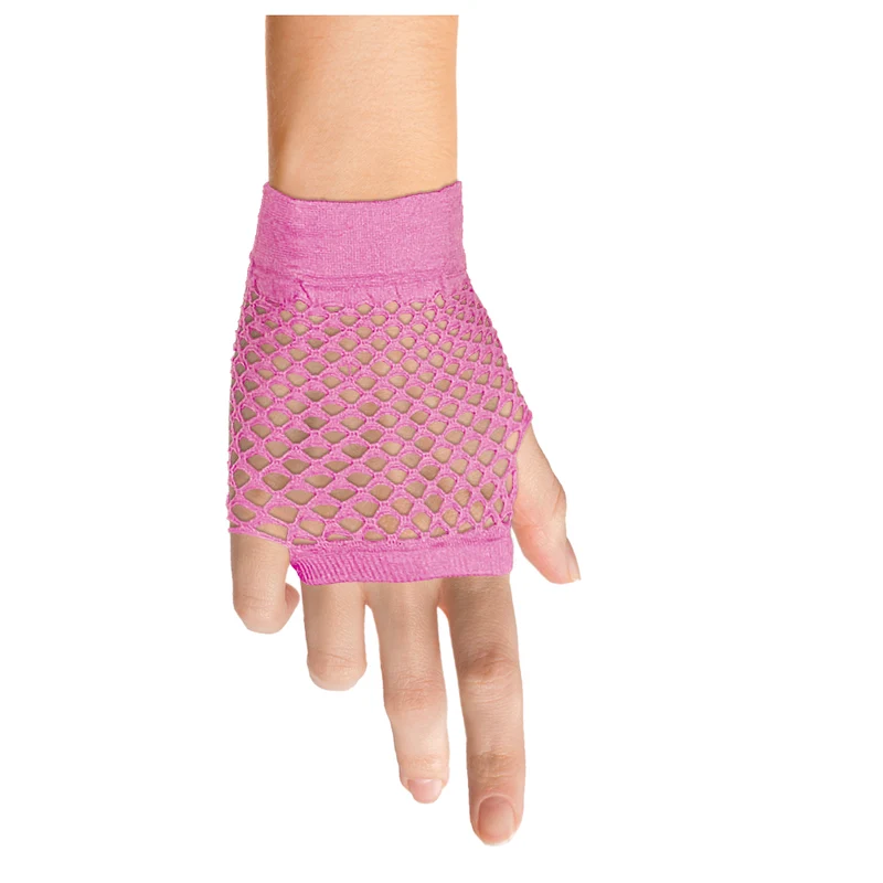 Roze visnet handschoenen kort model