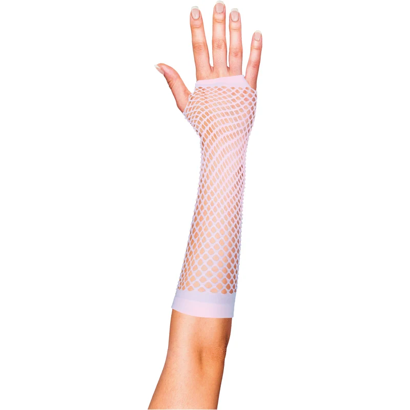 Witte visnet handschoenen lang model