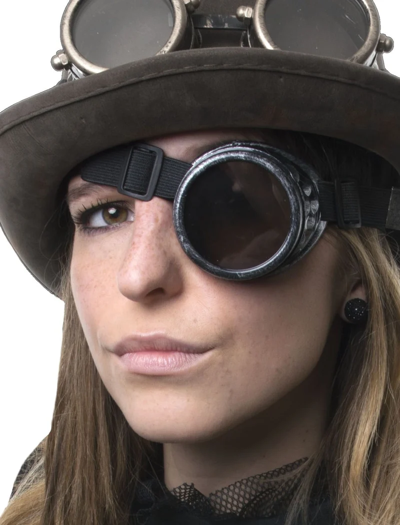 Zwarte monocle steampunk bril