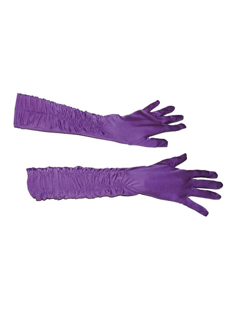 Paarse handschoenen gerimpeld 46cm