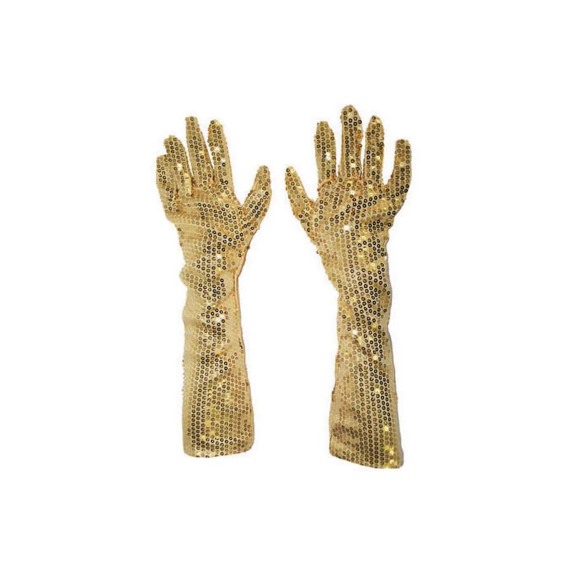 Gouden glitter handschoenen met pailletten 45cm