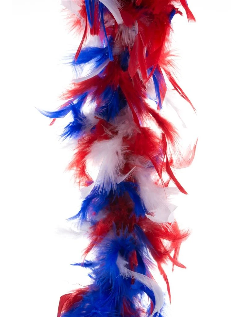 Rood wit blauwe veren boa 45gram