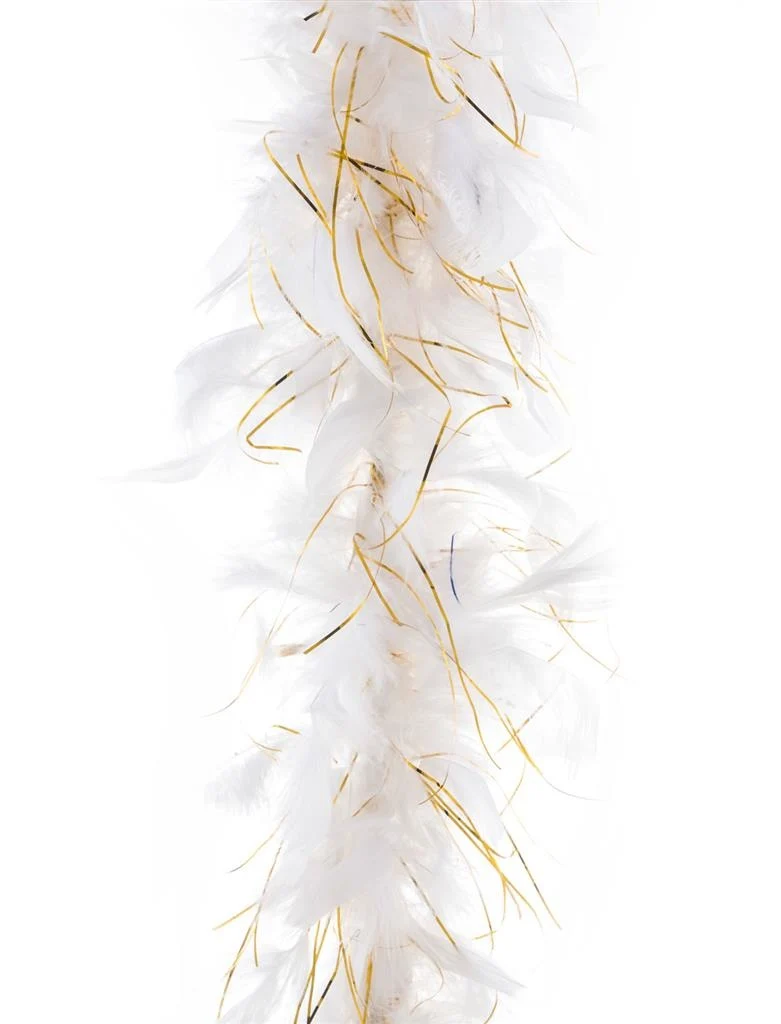 Veren boa wit met gouden tinsel 45gram
