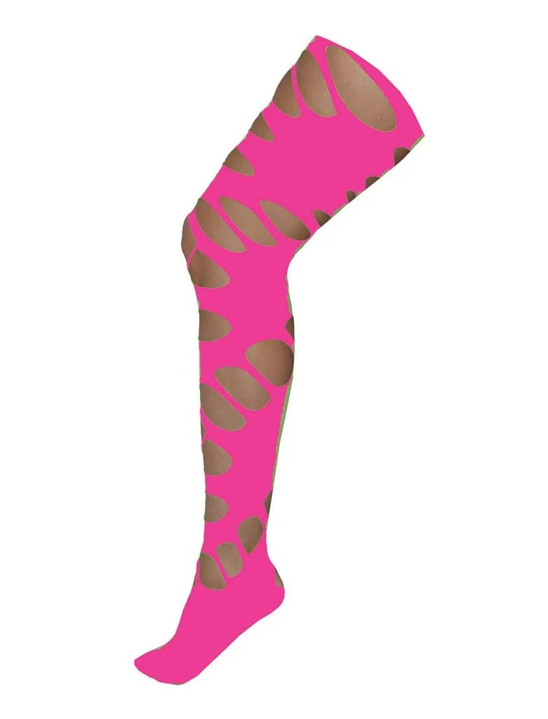 Neon roze disco panty met grote gaten