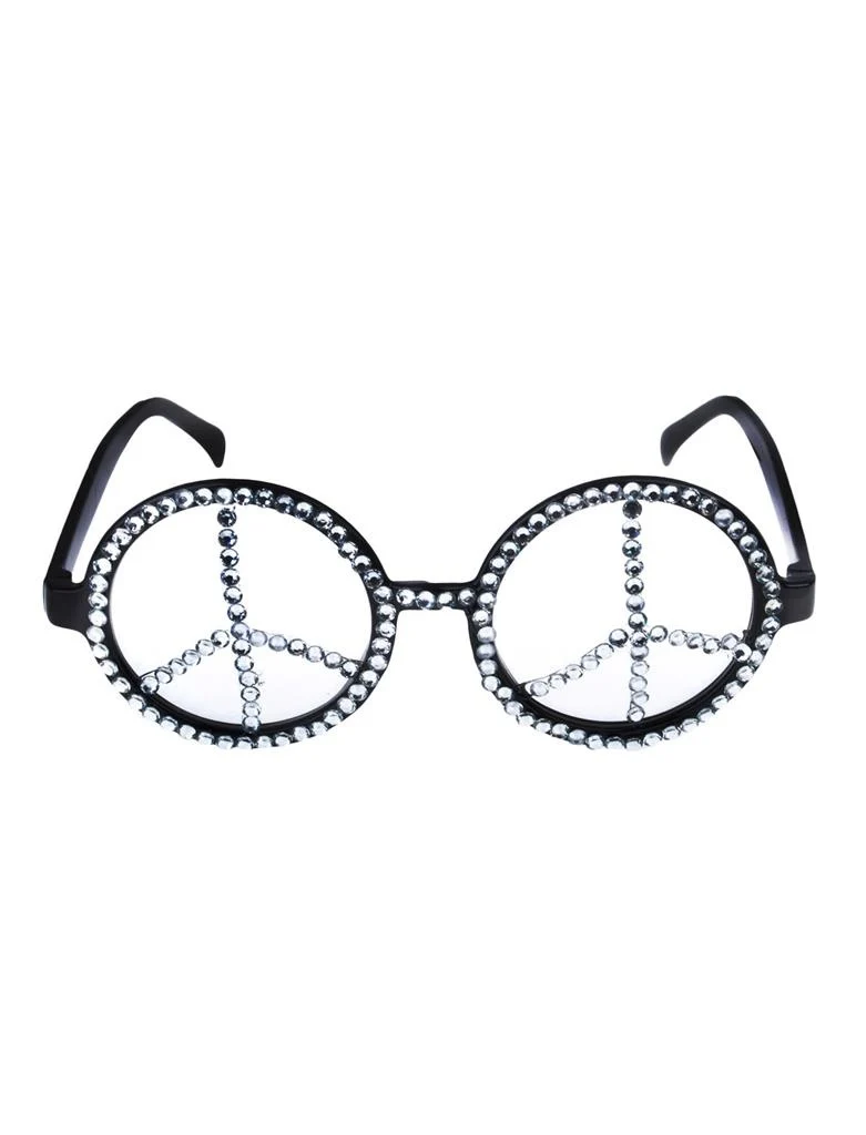 Hippie bril peace met glitter steentjes