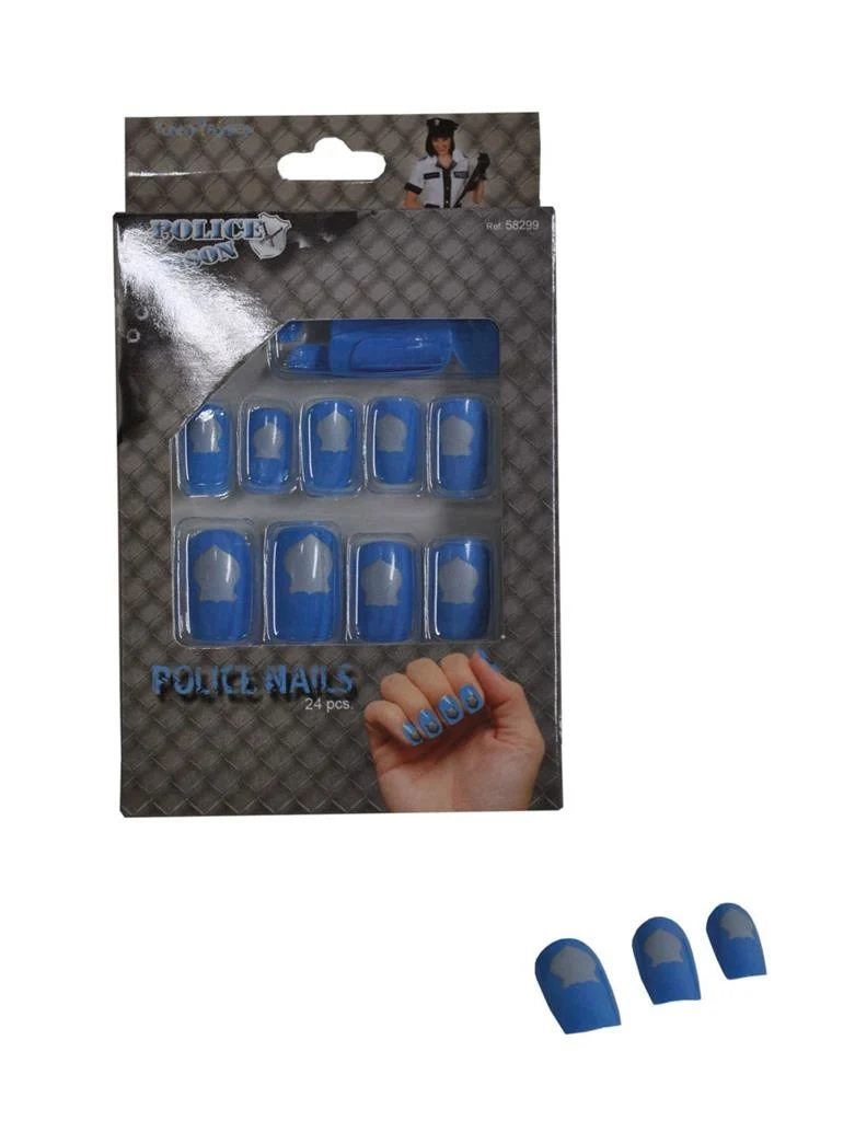 Blauwe nepnagels politie agente
