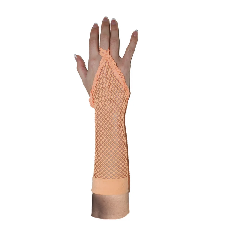 Oranje vingerloze net handschoenen rond model