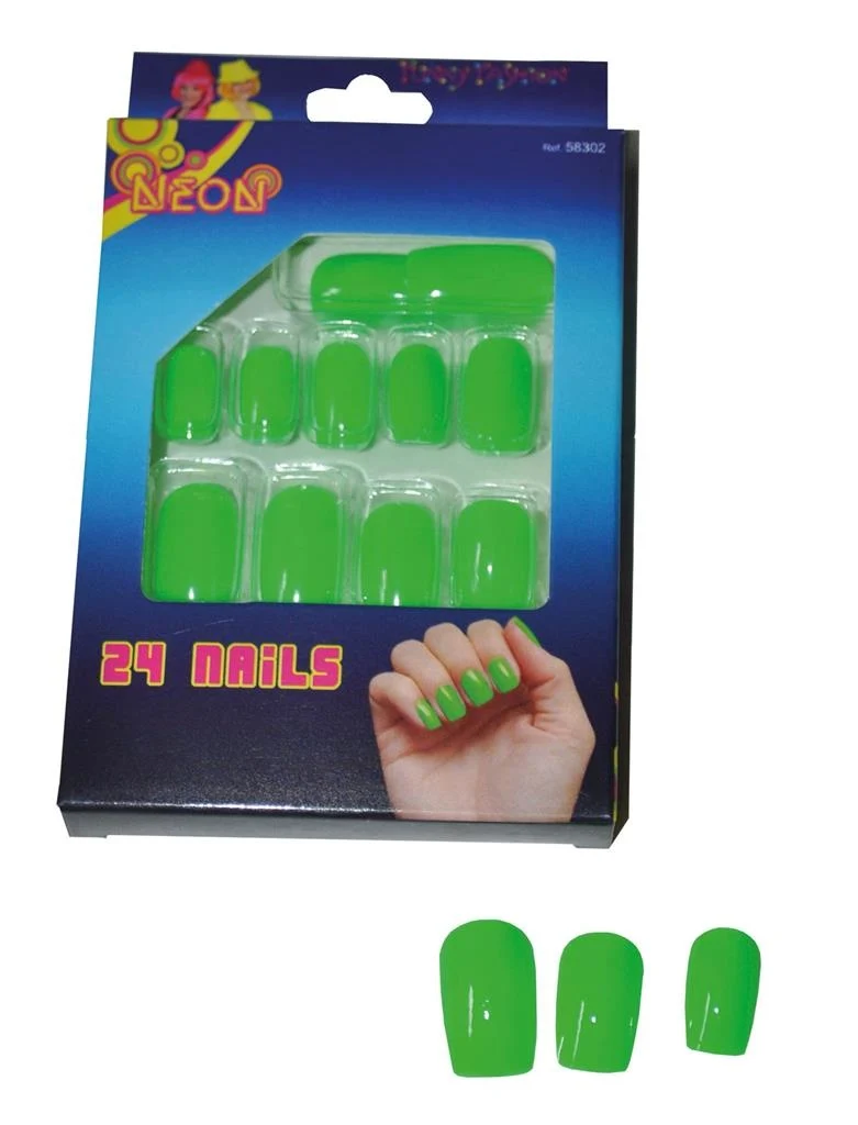 Neon groene nepnagels 24st