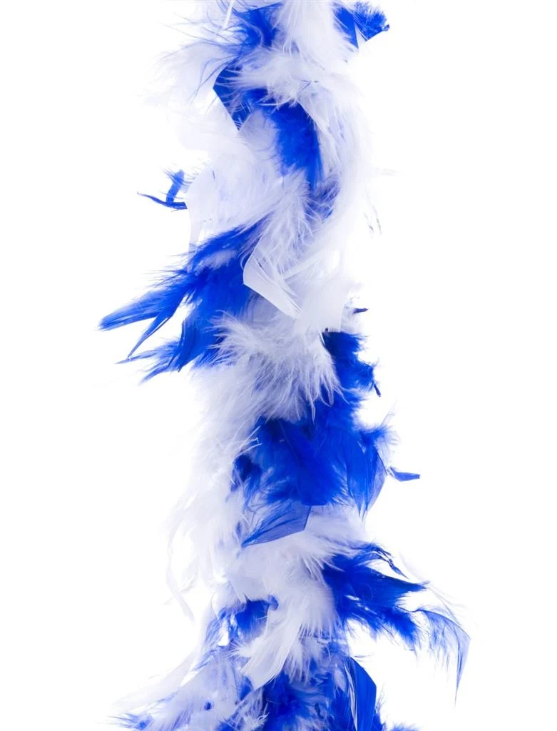 Blauw witte veren boa 45gram