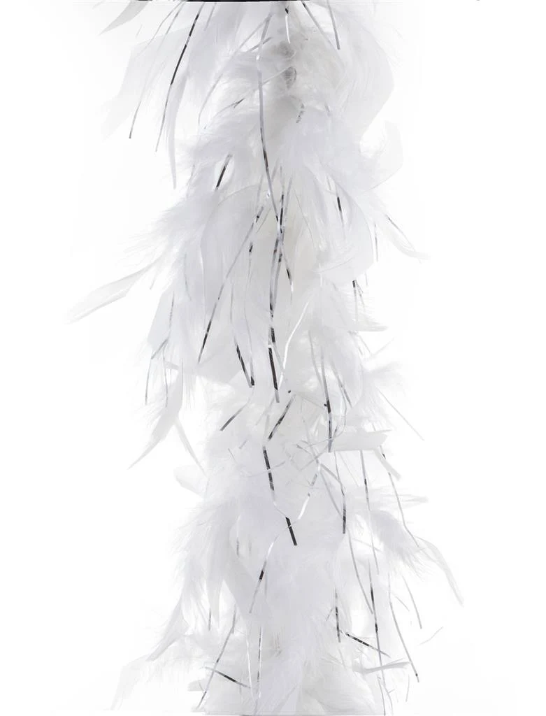 Veren boa wit met zilver tinsel 45gram