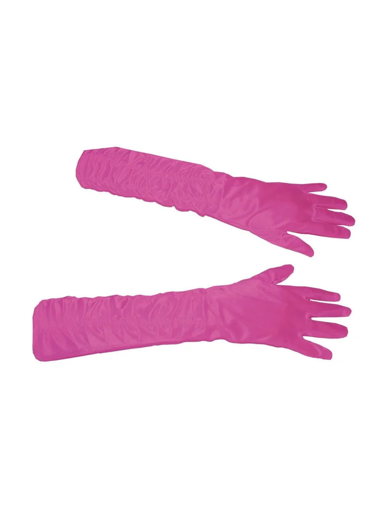 Roze handschoenen gerimpeld 46cm