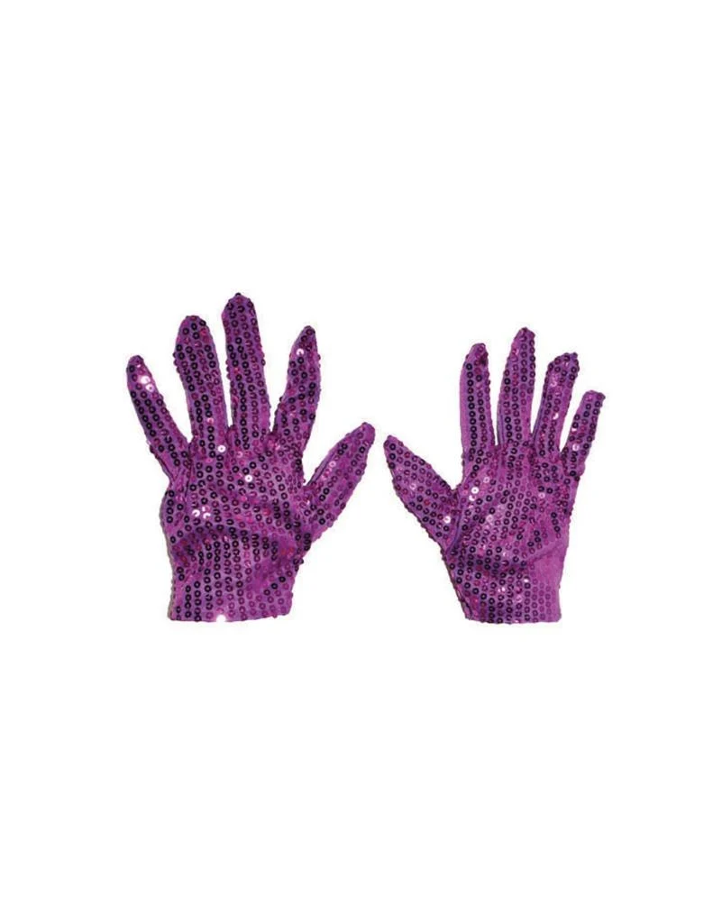 Paarse glitter handschoenen met pailletten