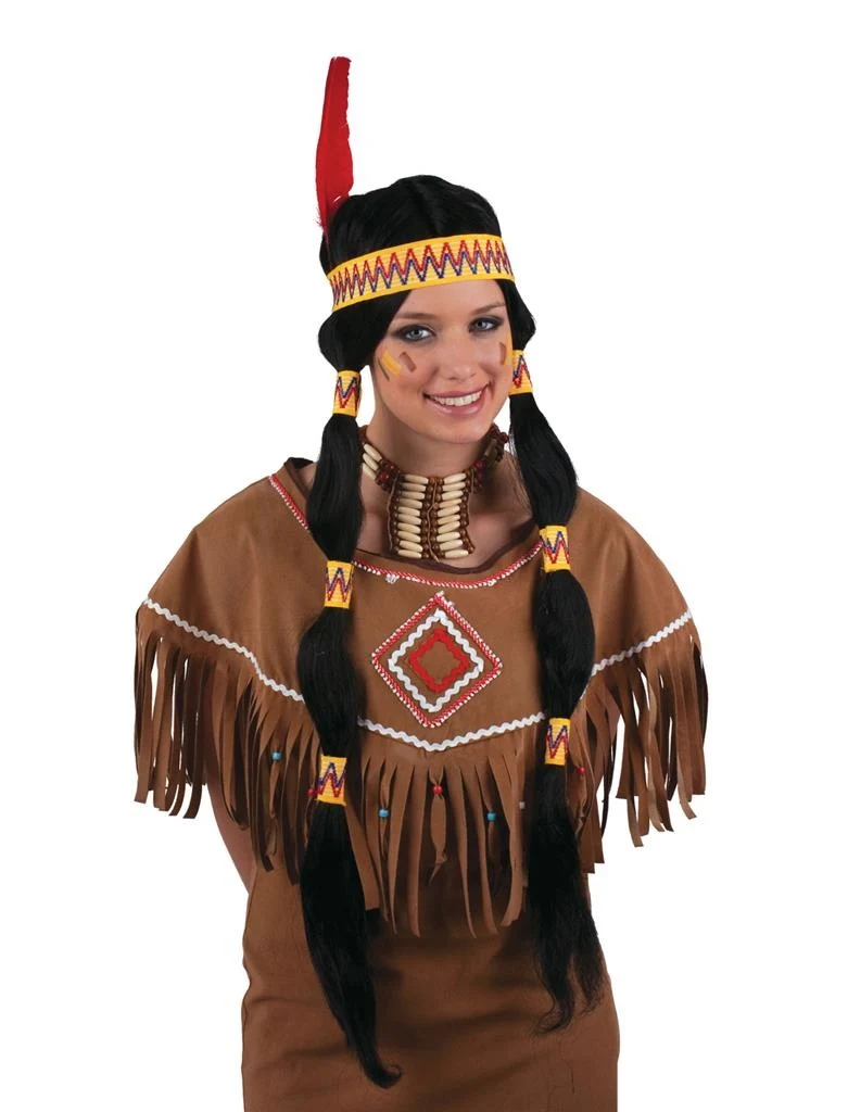 Indianen pruik Fala met staarten