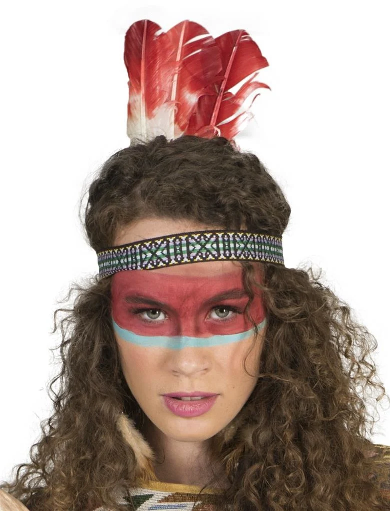 Indianen hoofdband Wuti met veren