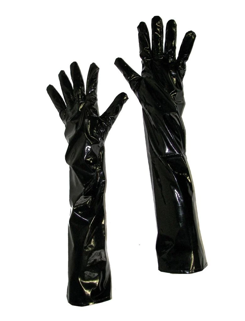 Lak handschoenen zwart 50cm