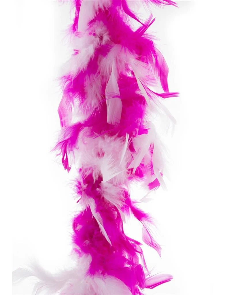Roze Fuchsia /Witte veren boa 45gram