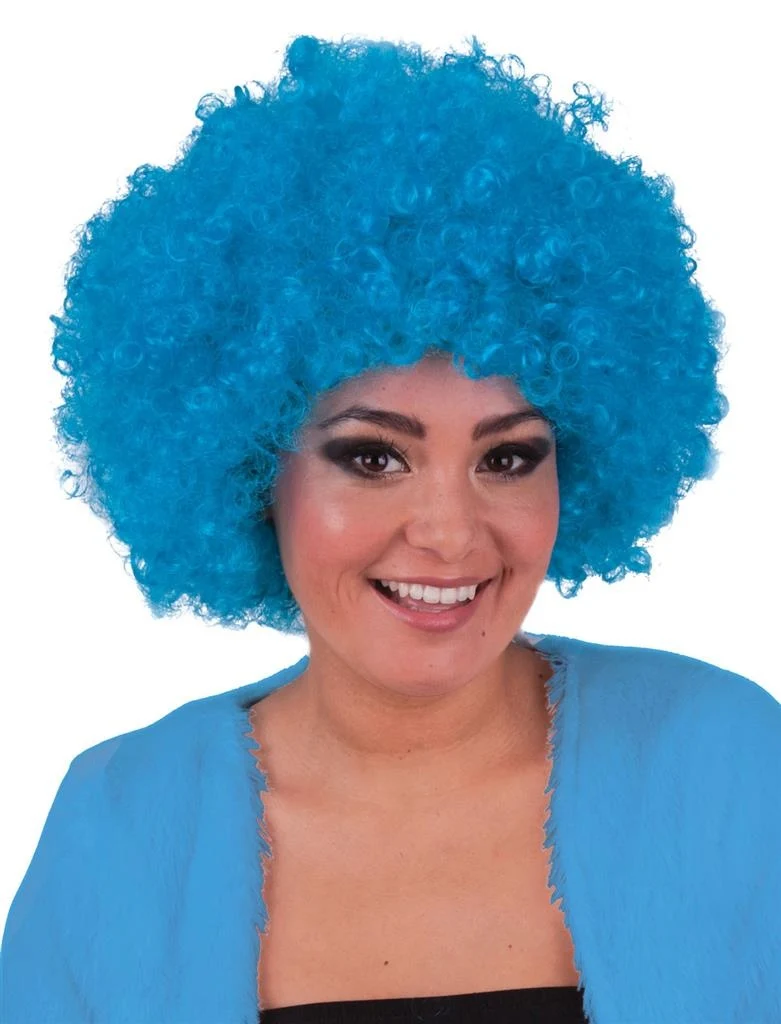 Pruik hippie afro Evi turquoise