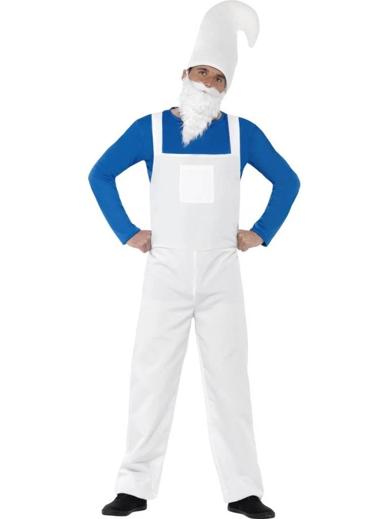 Kabouter kostuum man wit/blauw