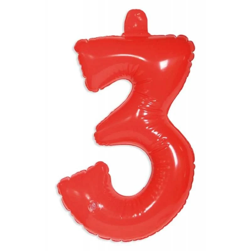 Opblaascijfer 3 Rood