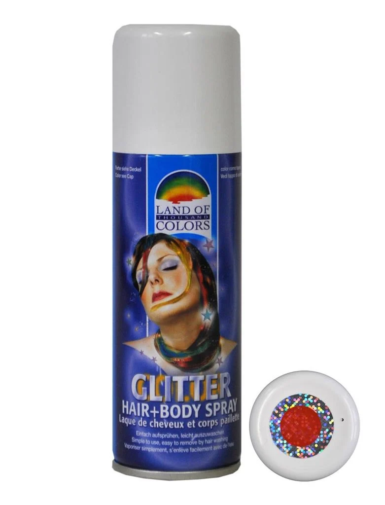 Rode haar en body spray met glitters