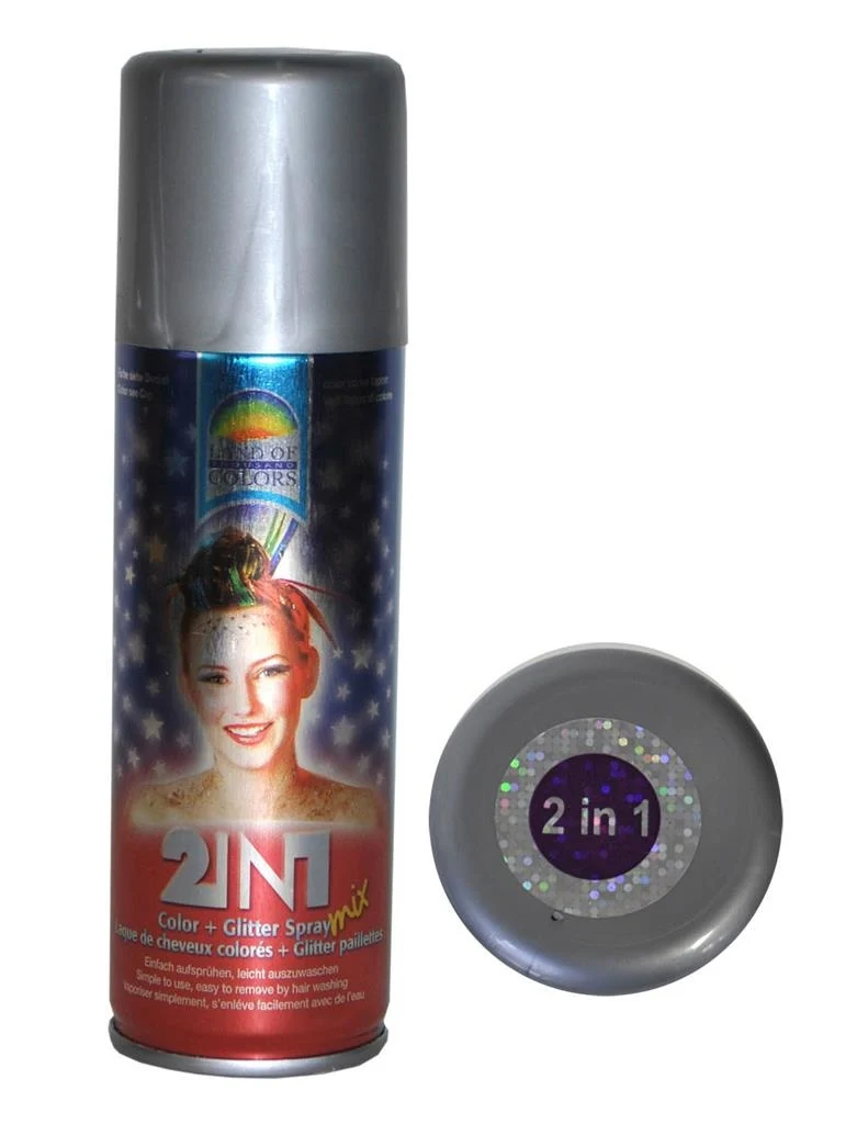 Haar en body spray met glitters in paars en zilver