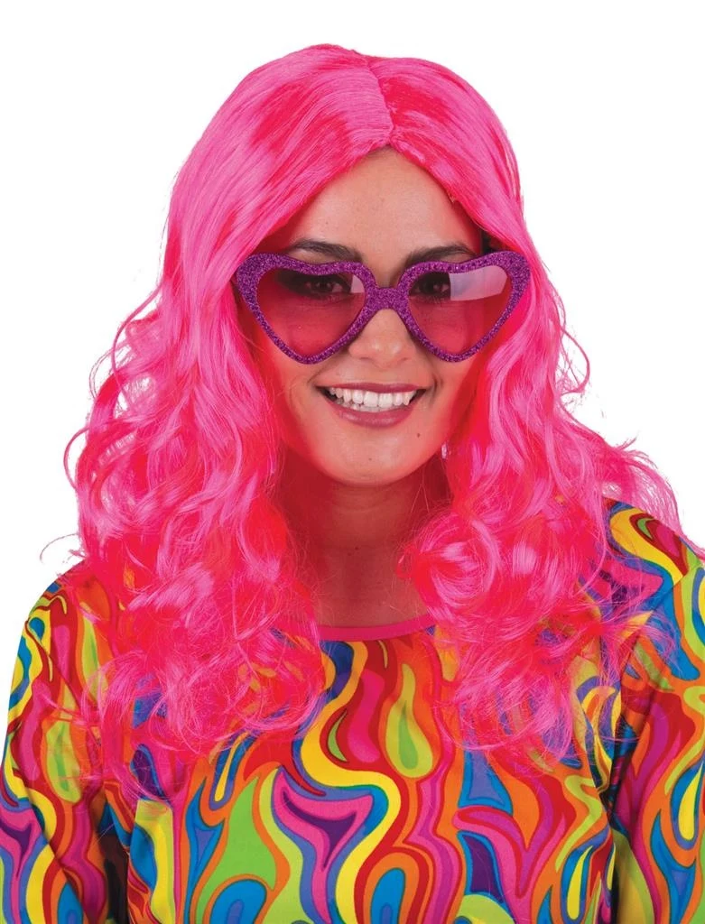 Disco pruik Wendy roze/fuchsia