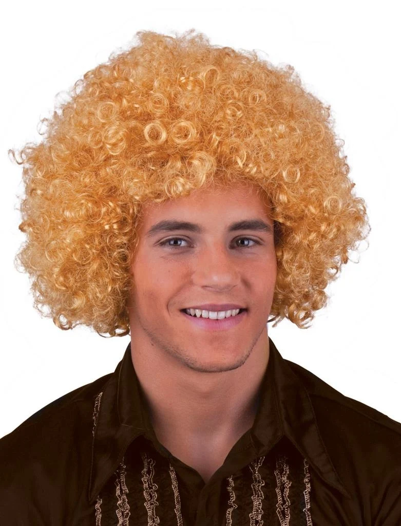 Pruik disco afro Sam blond